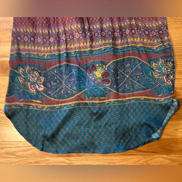 Sundance La Villette Midi Dress - Silky Texture - Boho Blue/Burgundy - Sz Medium - Picture 14 of 14